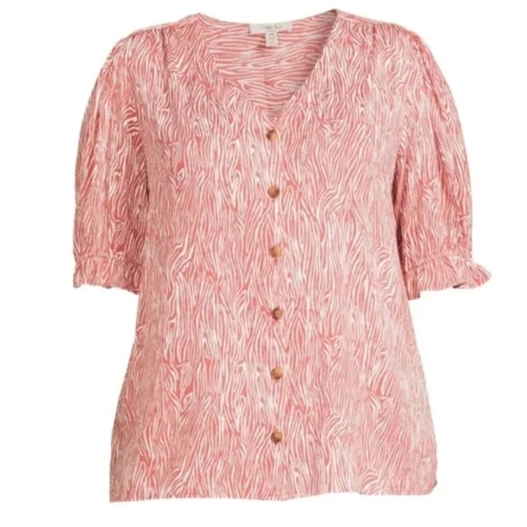 3/$25 Como Blu V Neck Button Down Top - Picture 4 of 12